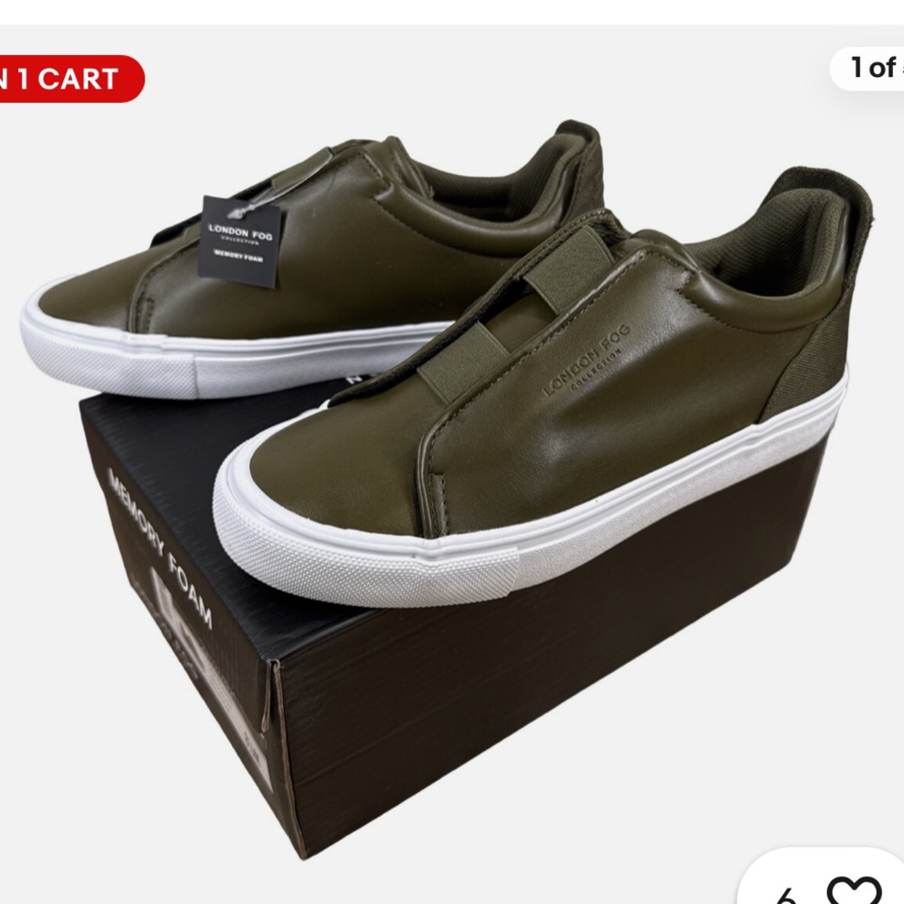 London Fog Men's Olive Slip-On Sneakers